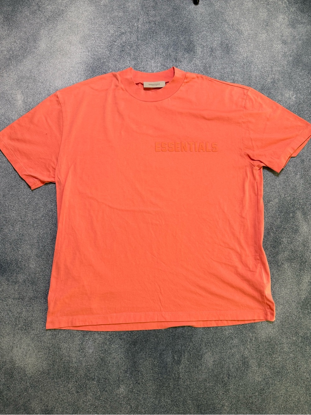 Essentials Coral Crewneck Tee with Embossed Logo